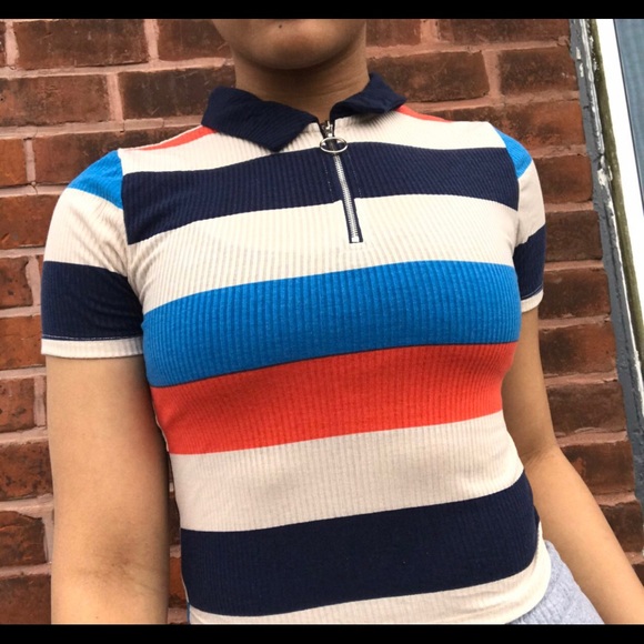 ZIPPER COLOR BLOCK TOP - Picture 2 of 2